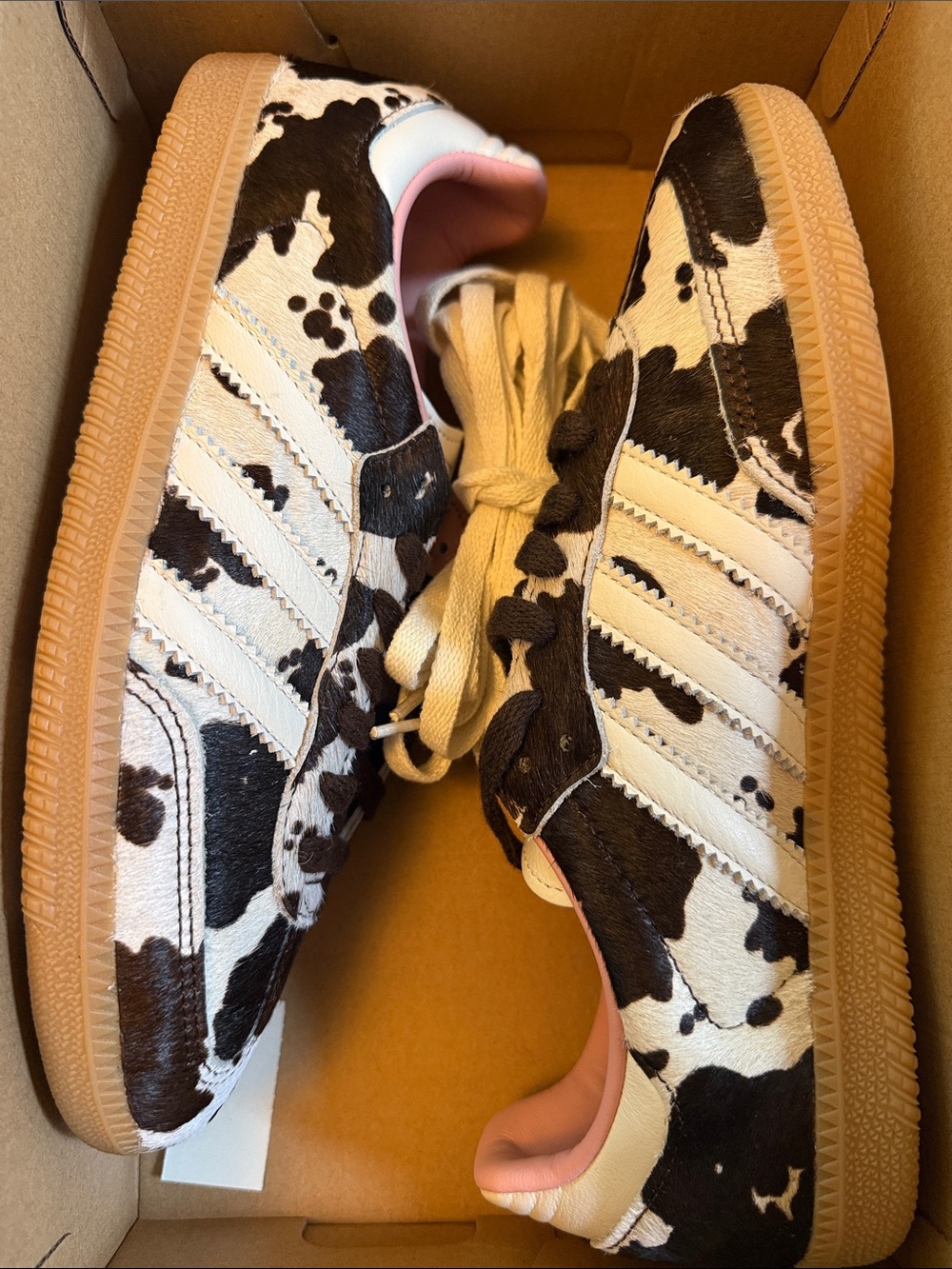 adidas Women’sSamba Sneakers in Cow Print with Pink Lining - Picture 8 of 9
